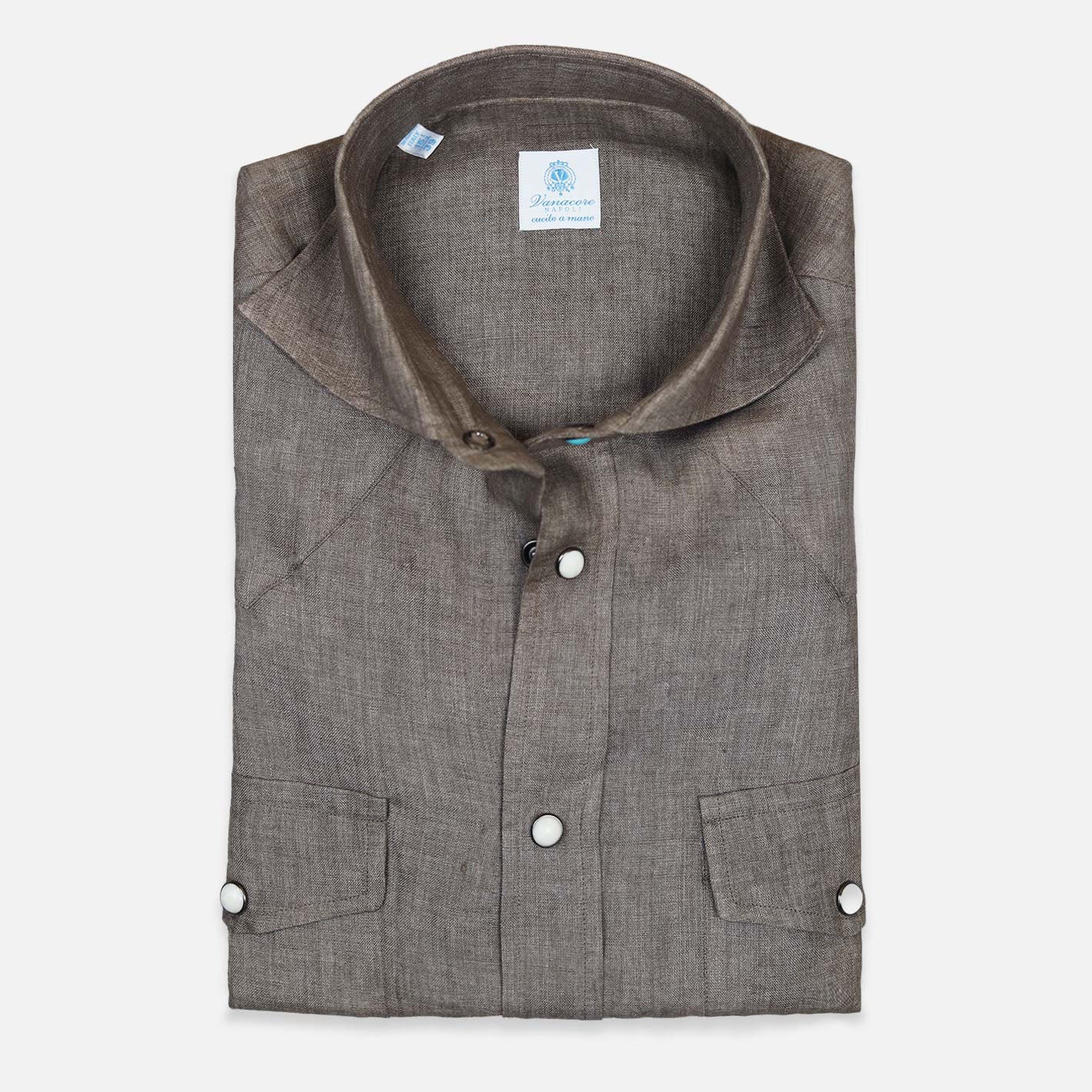 Brown linen rodeo shirt – Vanacore Napoli