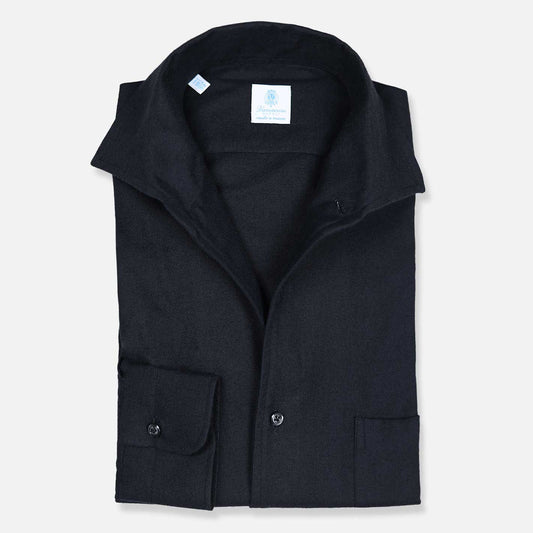 Dark Blue Cotton Cashmere Paramontura Shirt – Vanacore Napoli
