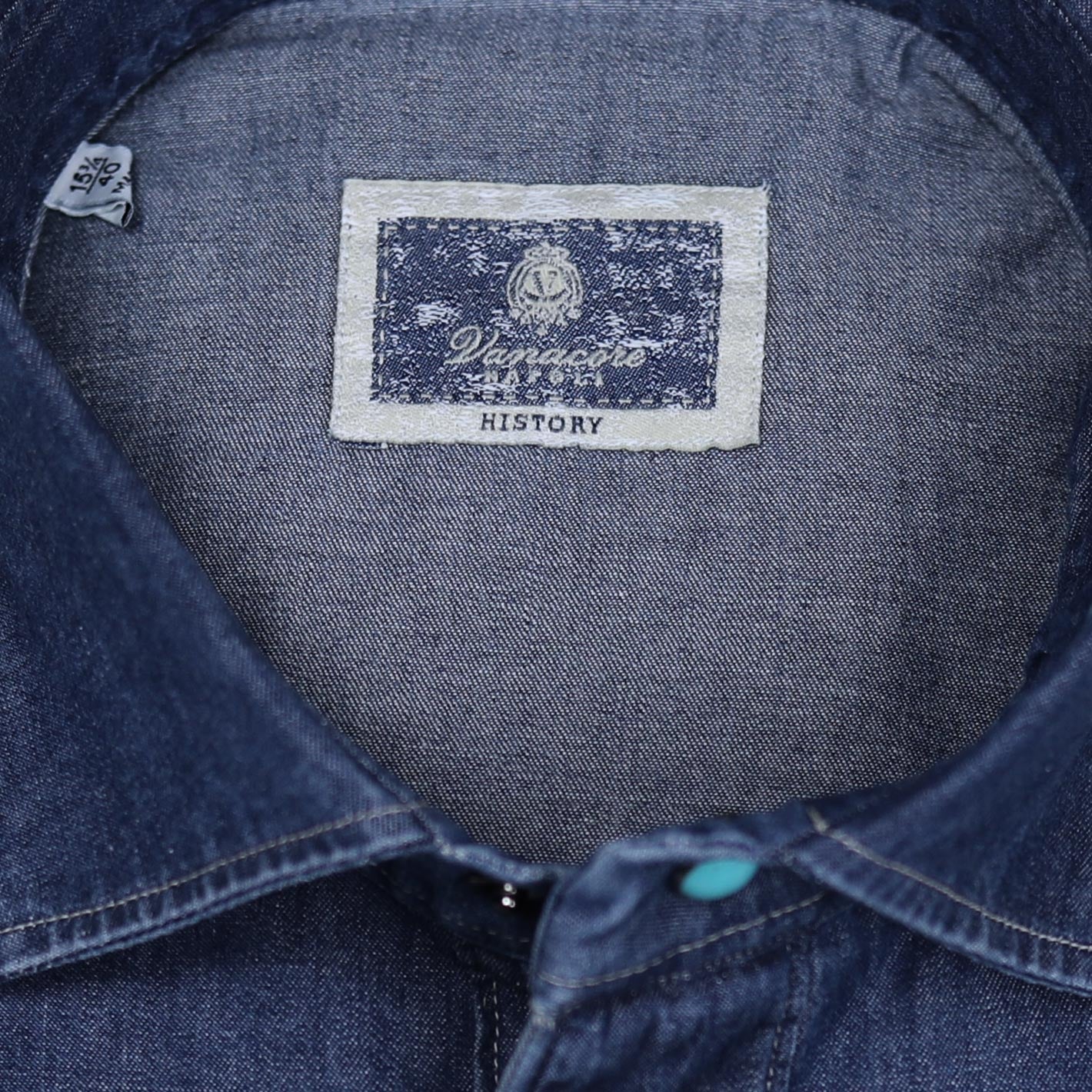 Dark Blue Curved Yoke Denim Shirt