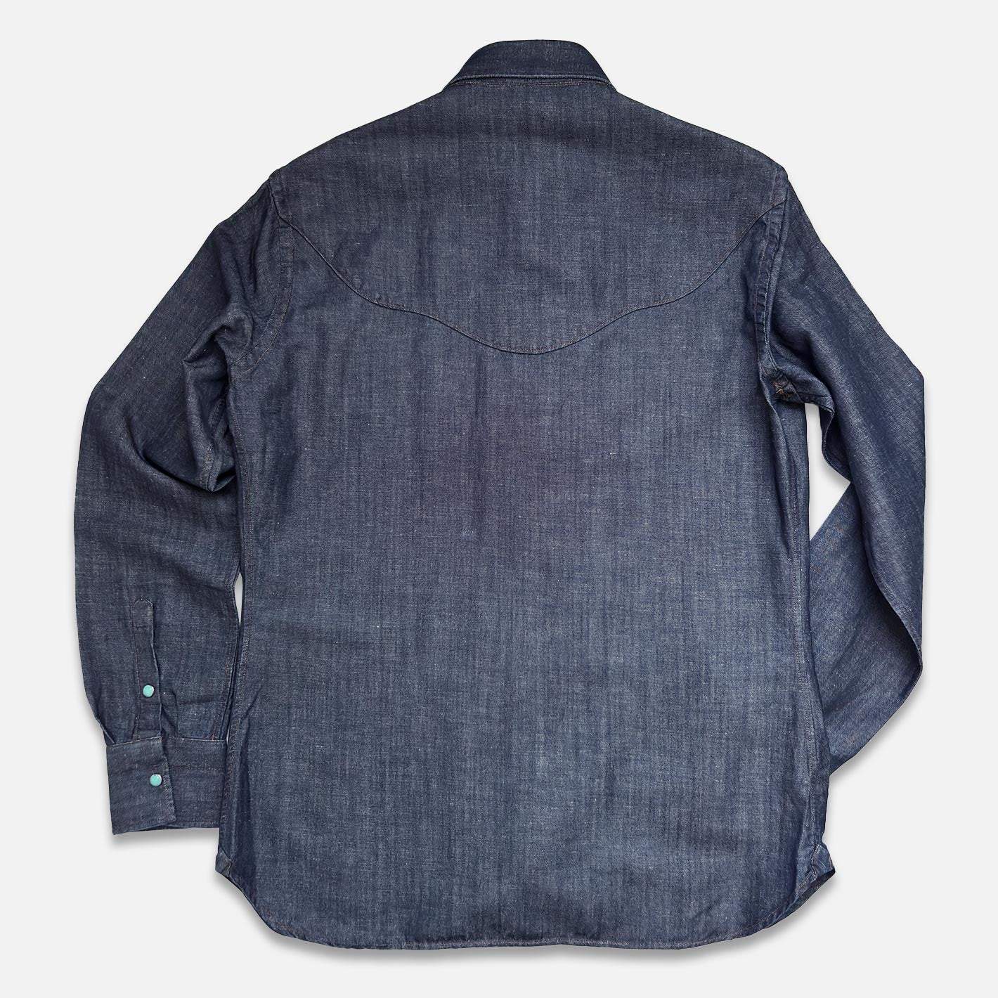 Dark Blue Vintage Stone Curved Yoke Denim Shirt