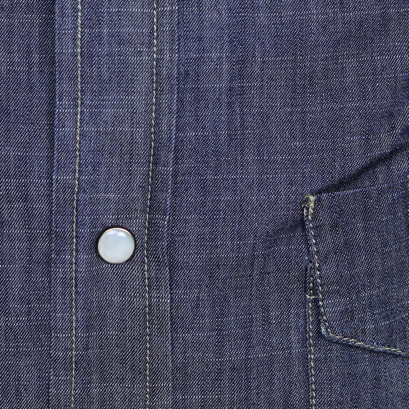 Camicia da rodeo in denim vintage blu scuro
