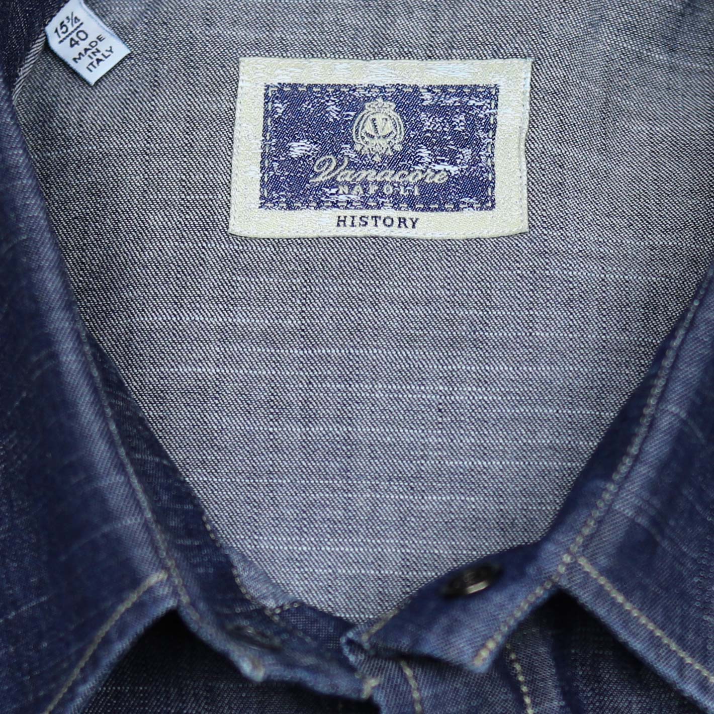 Camicia da rodeo in denim vintage blu scuro