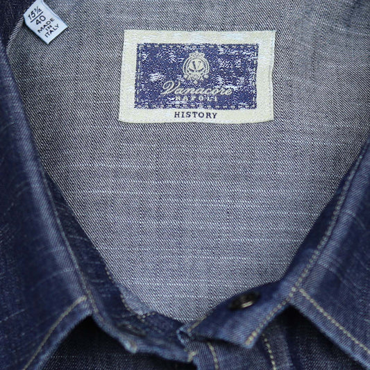 Camicia da rodeo in denim vintage blu scuro