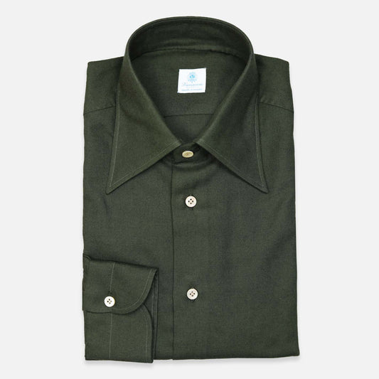 Dark Green Cotton Cashmere Casual Shirt