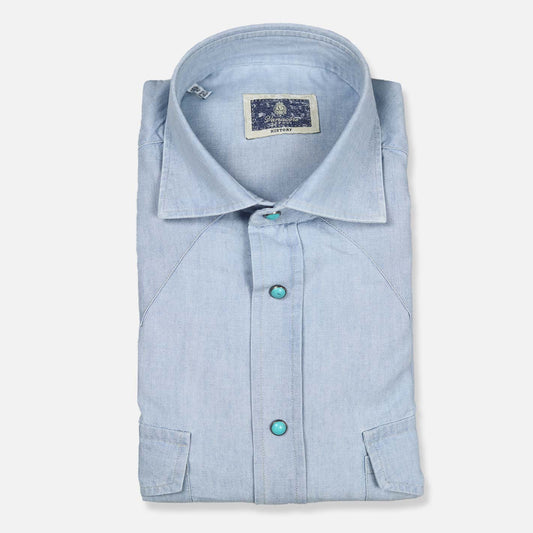 Camicia da rodeo in chambray azzurro chiaro