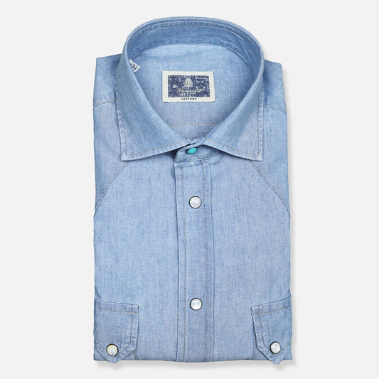 Light Blue Japanese Denim Sawtooth Westerner Shirt