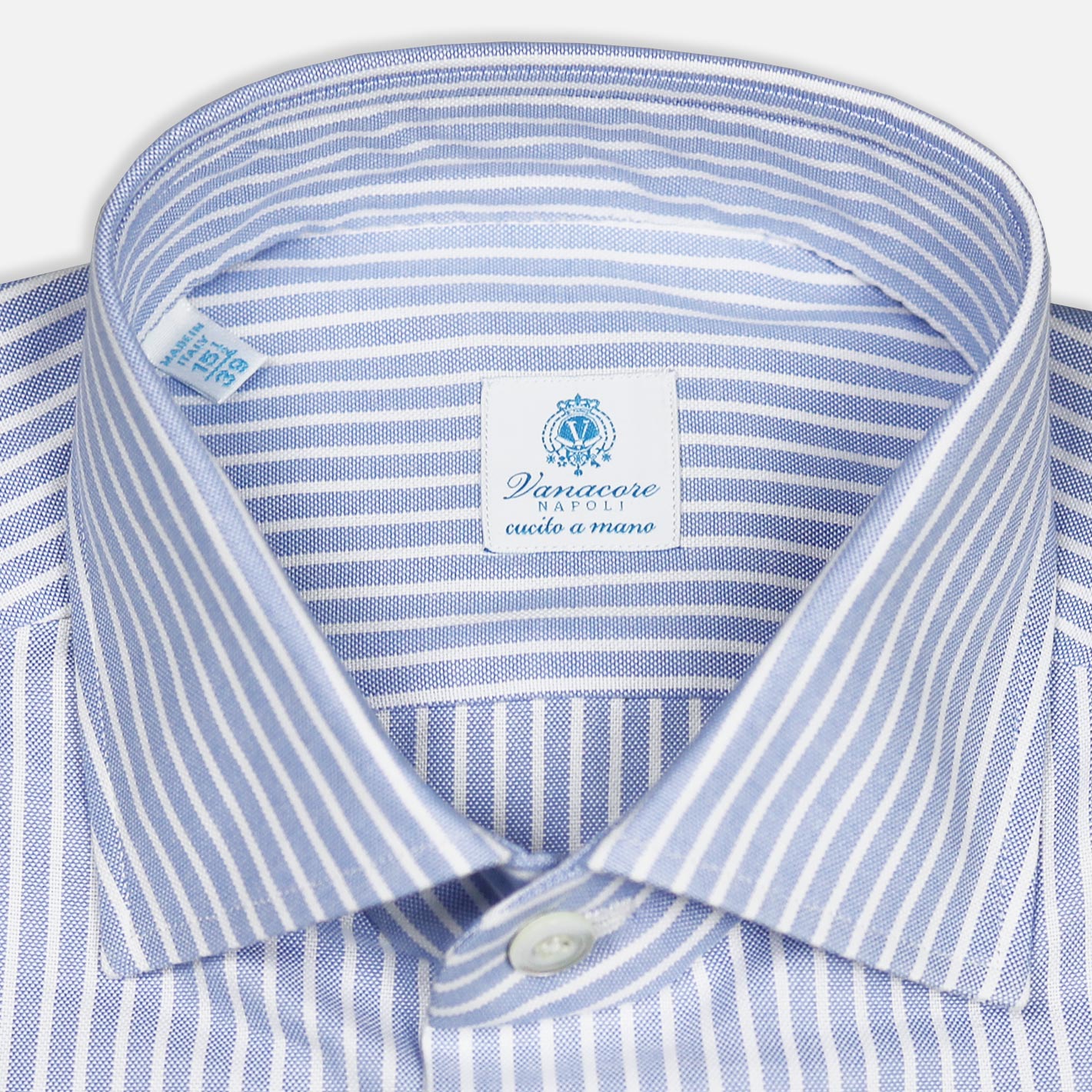Light Blue Striped Oxford Semi-cutaway Shirt