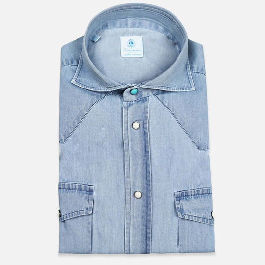 Light Blue Denim Rodeo Shirt – Vanacore Napoli
