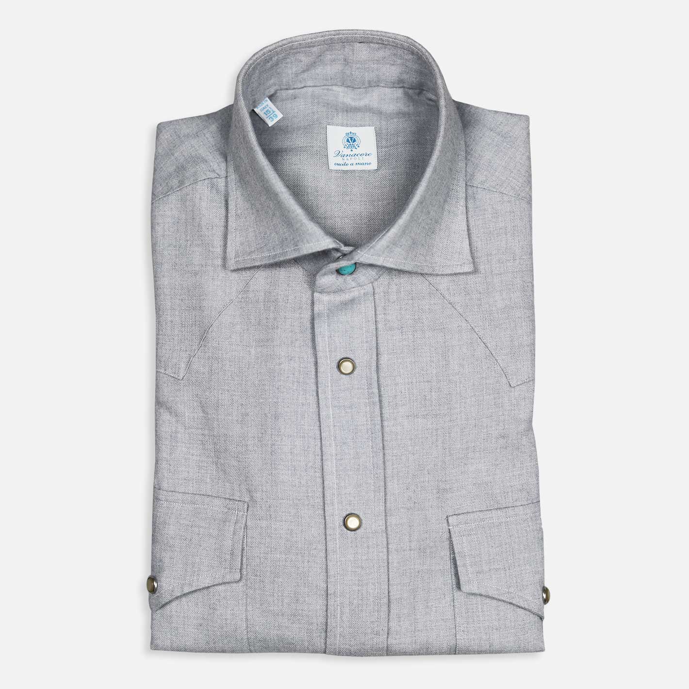 Light grey cotton cashmere rodeo shirt
