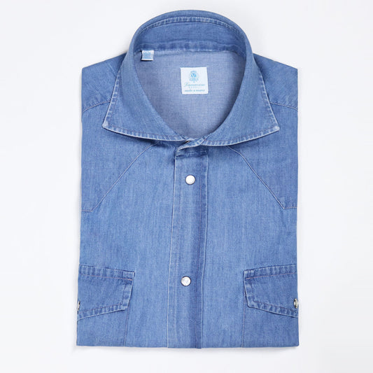 Mid-blue denim Rodeo shirt – Vanacore Napoli