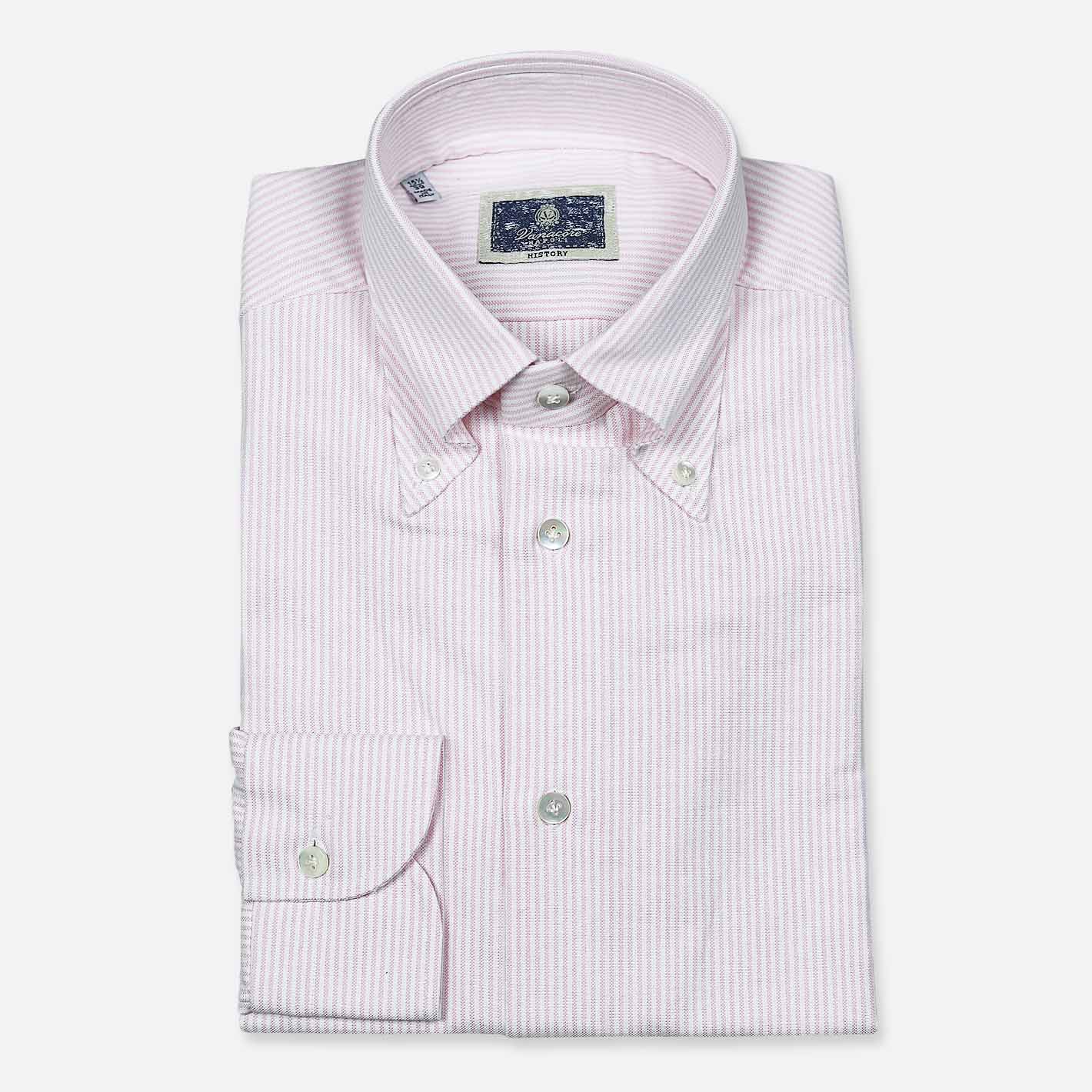 Pink White Striped Oxford Button Down Shirt
