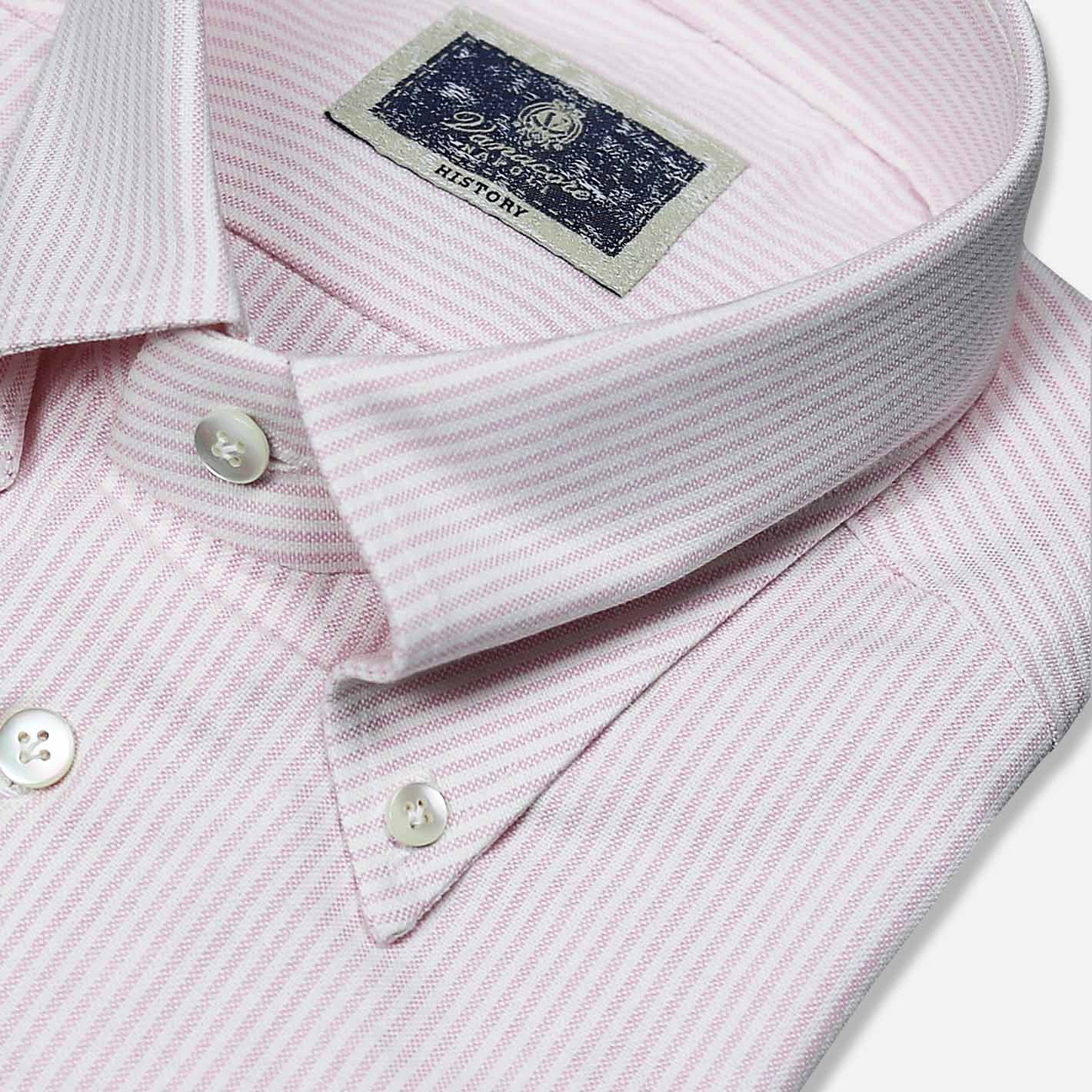 Pink White Striped Oxford Button Down Shirt