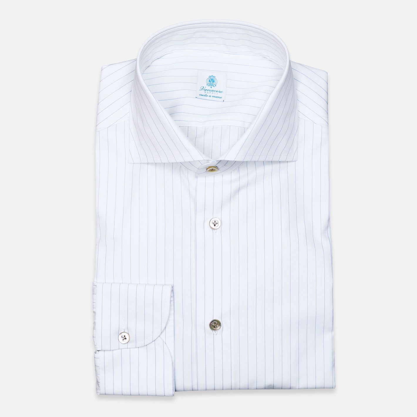White Blue Striped Cutaway Shirt