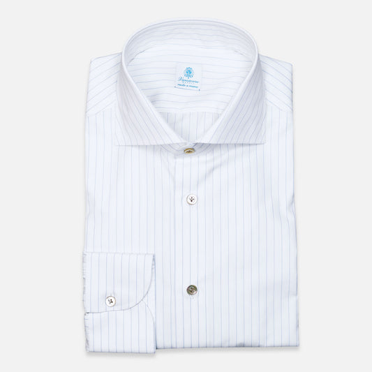 White Blue Striped Cutaway Shirt