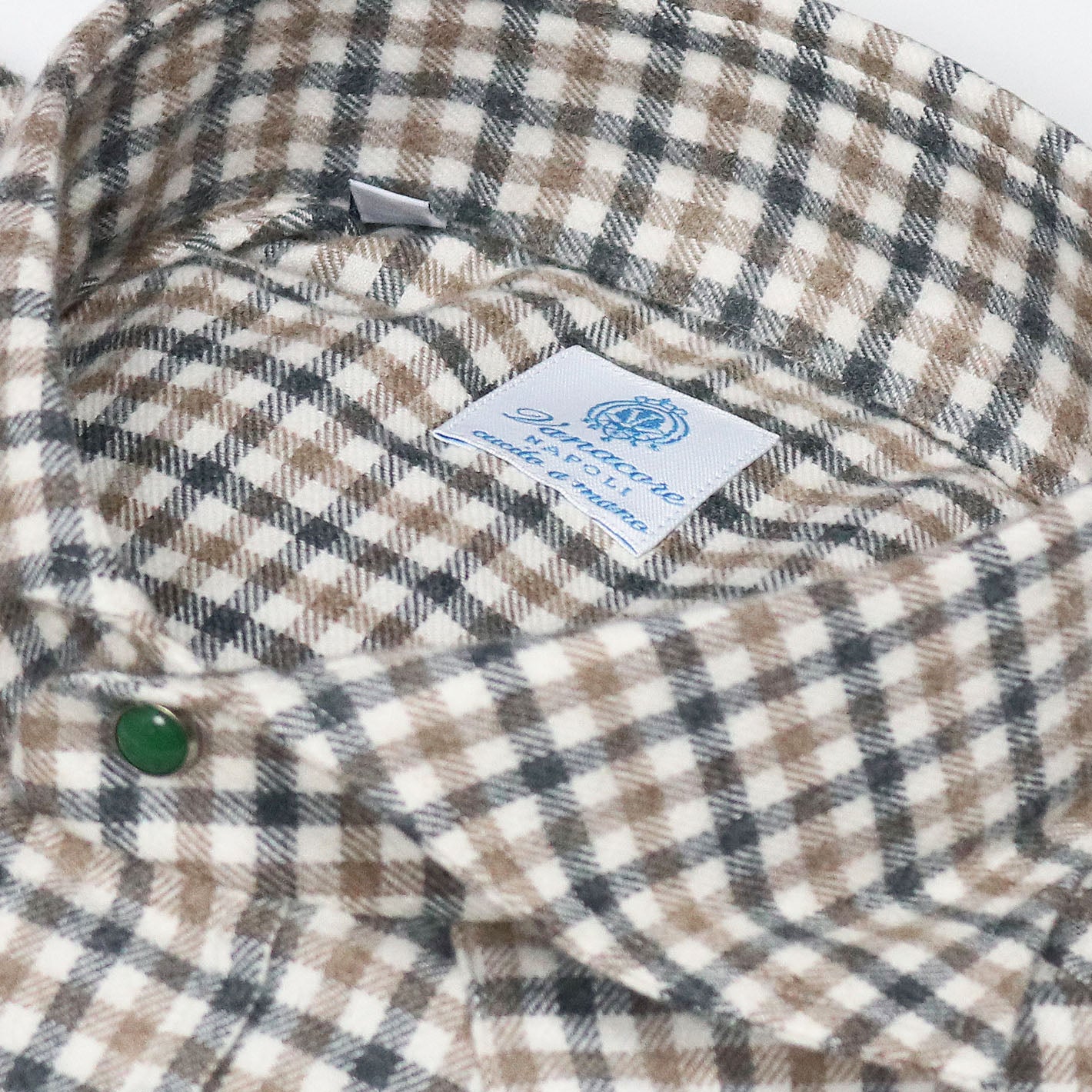 Beige Checked Cotton Flannel Rodeo Shirt | Vanacore