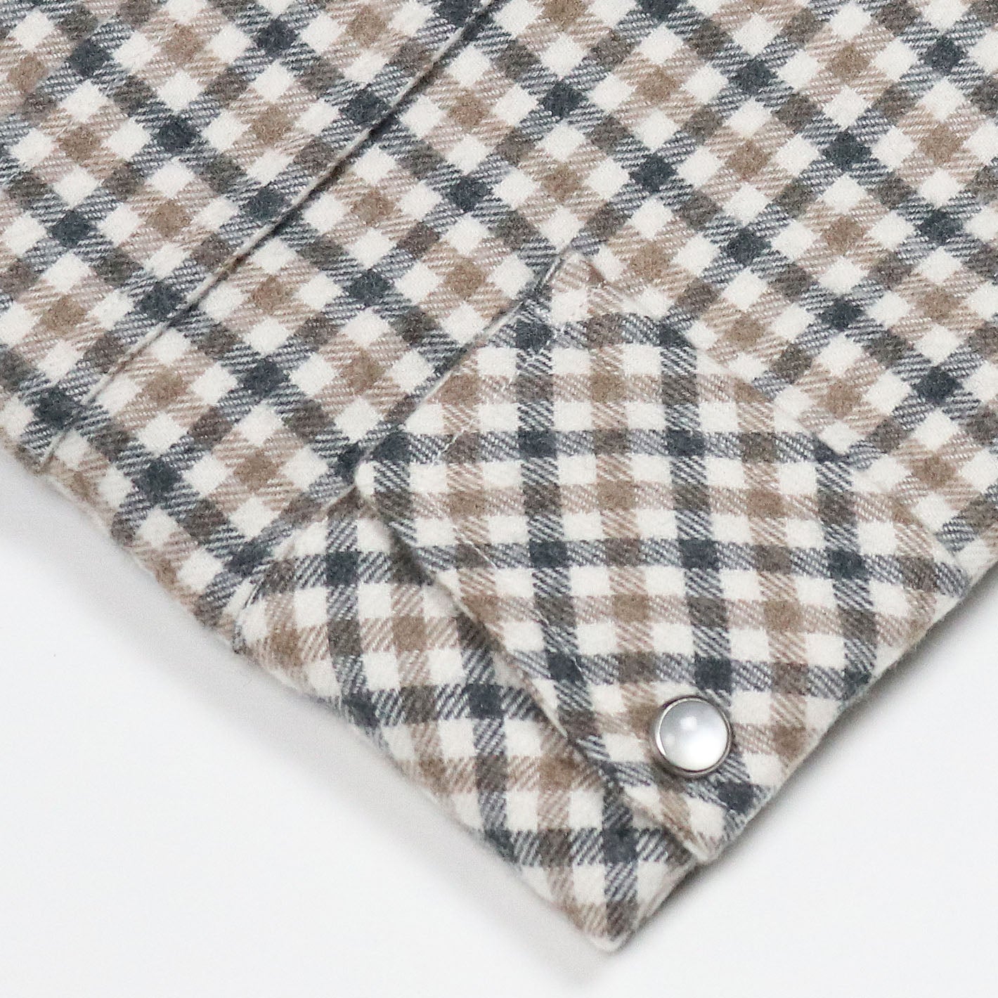 Beige Checked Cotton Flannel Rodeo Shirt | Vanacore
