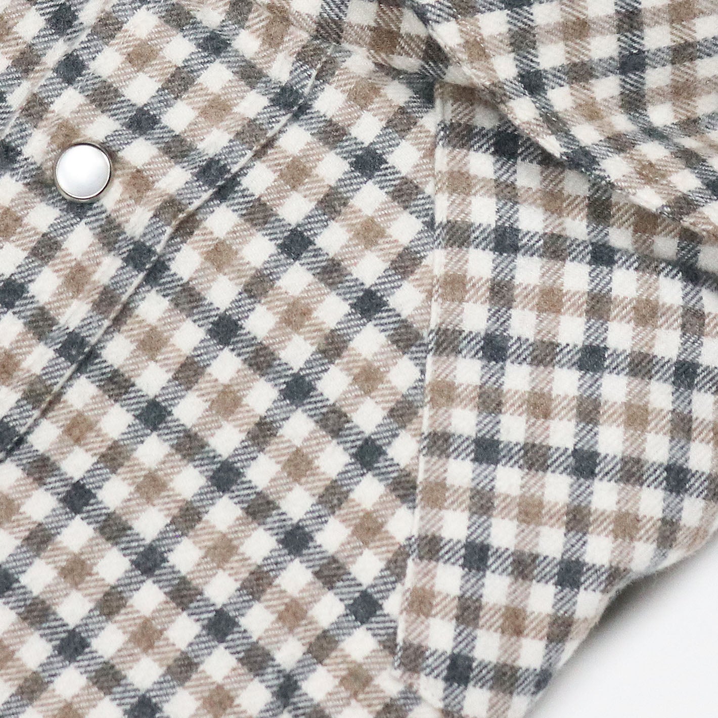 Beige Checked Cotton Flannel Rodeo Shirt | Vanacore