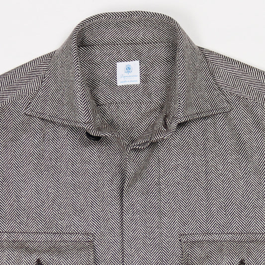 Grey Herringbone Cashmere Vicuña Safari Jacket – Vanacore Napoli