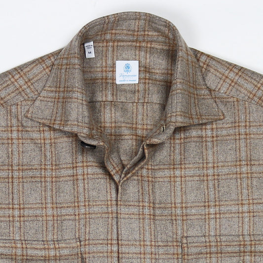 Mole grey and rust checked cashmere safari jacket with flap pockets – Vanacore Napoli