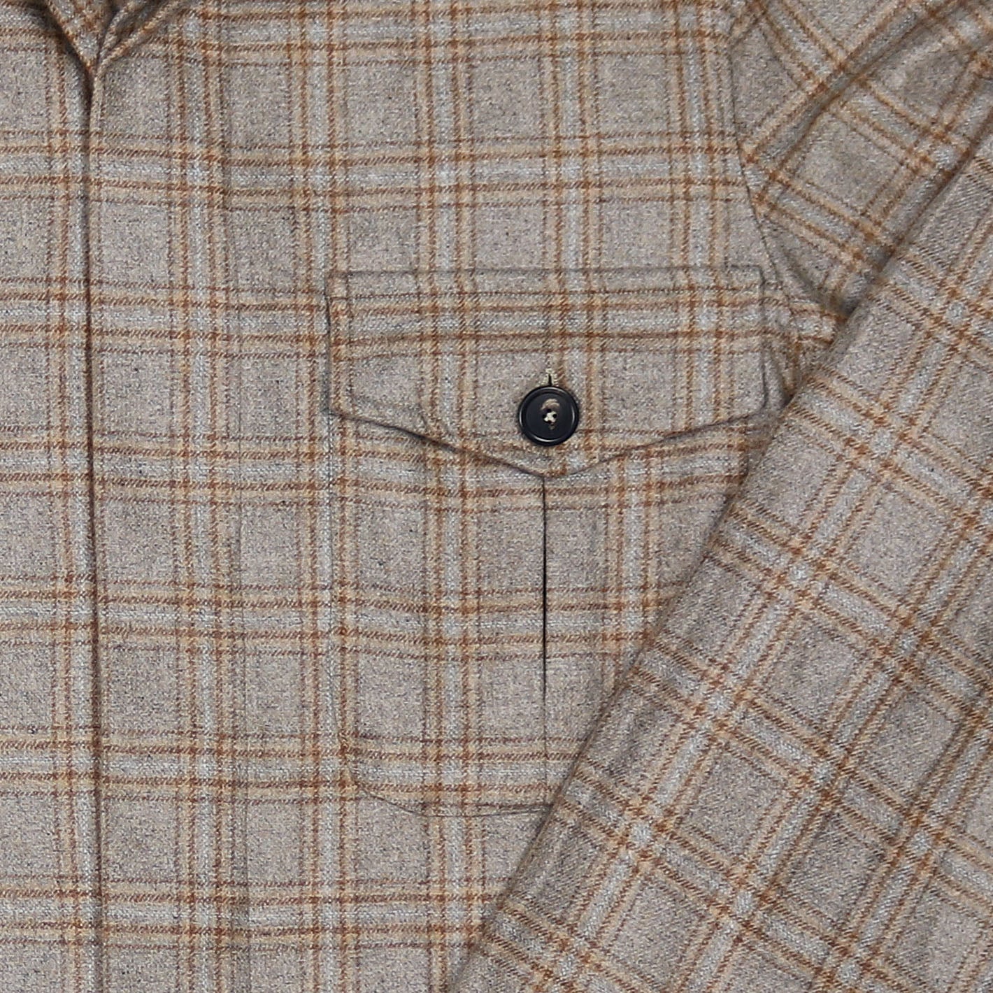 Mole grey and rust checked cashmere safari jacket with flap pockets – Vanacore Napoli
