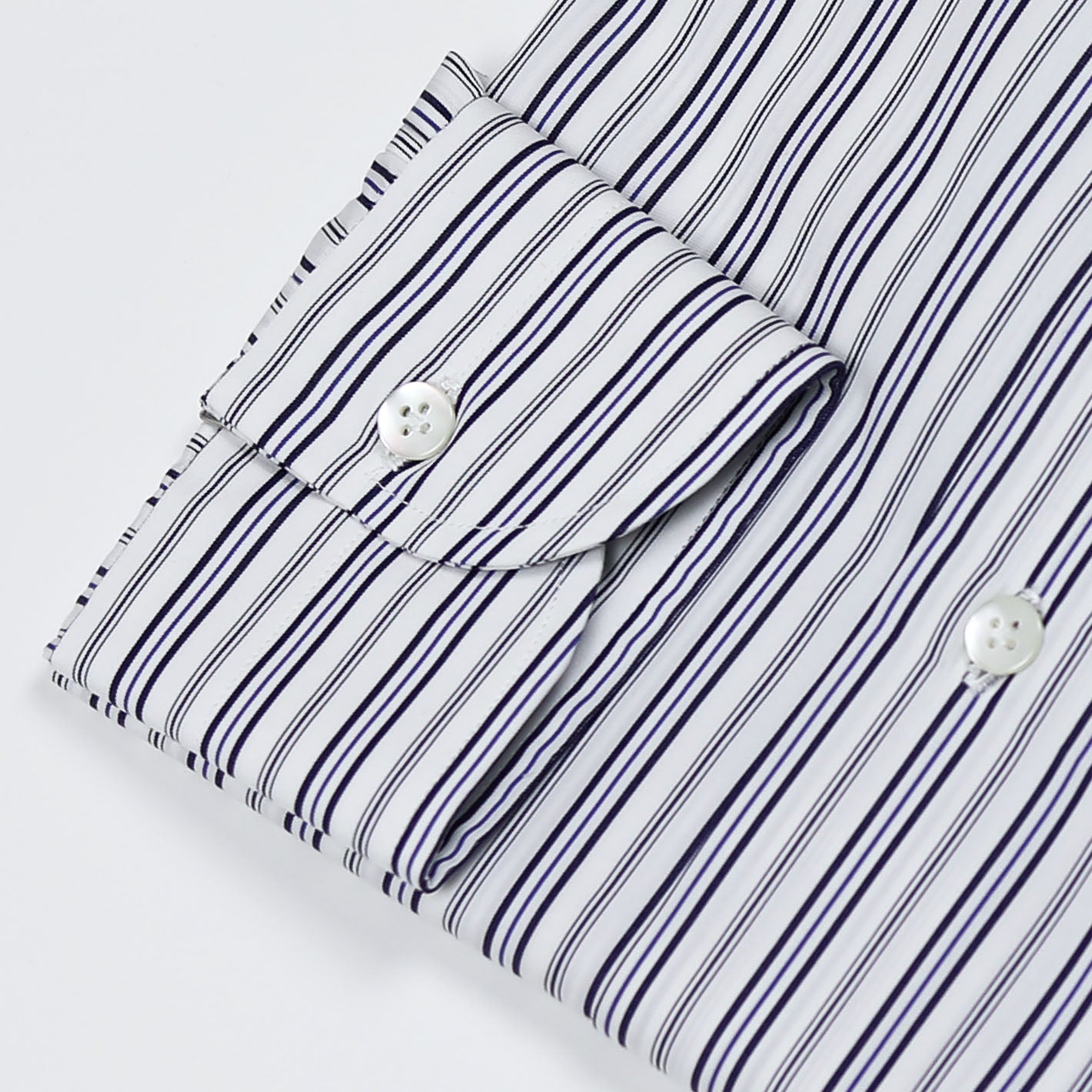 Black and blue striped shirt with semi-cutaway collar – Vanacore Napoli