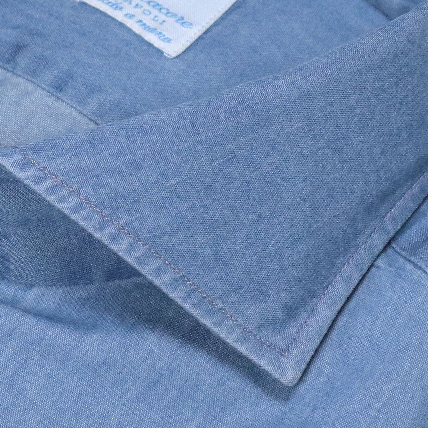 Mid Blue Denim Cutaway Shirt  – Vanacore Napoli