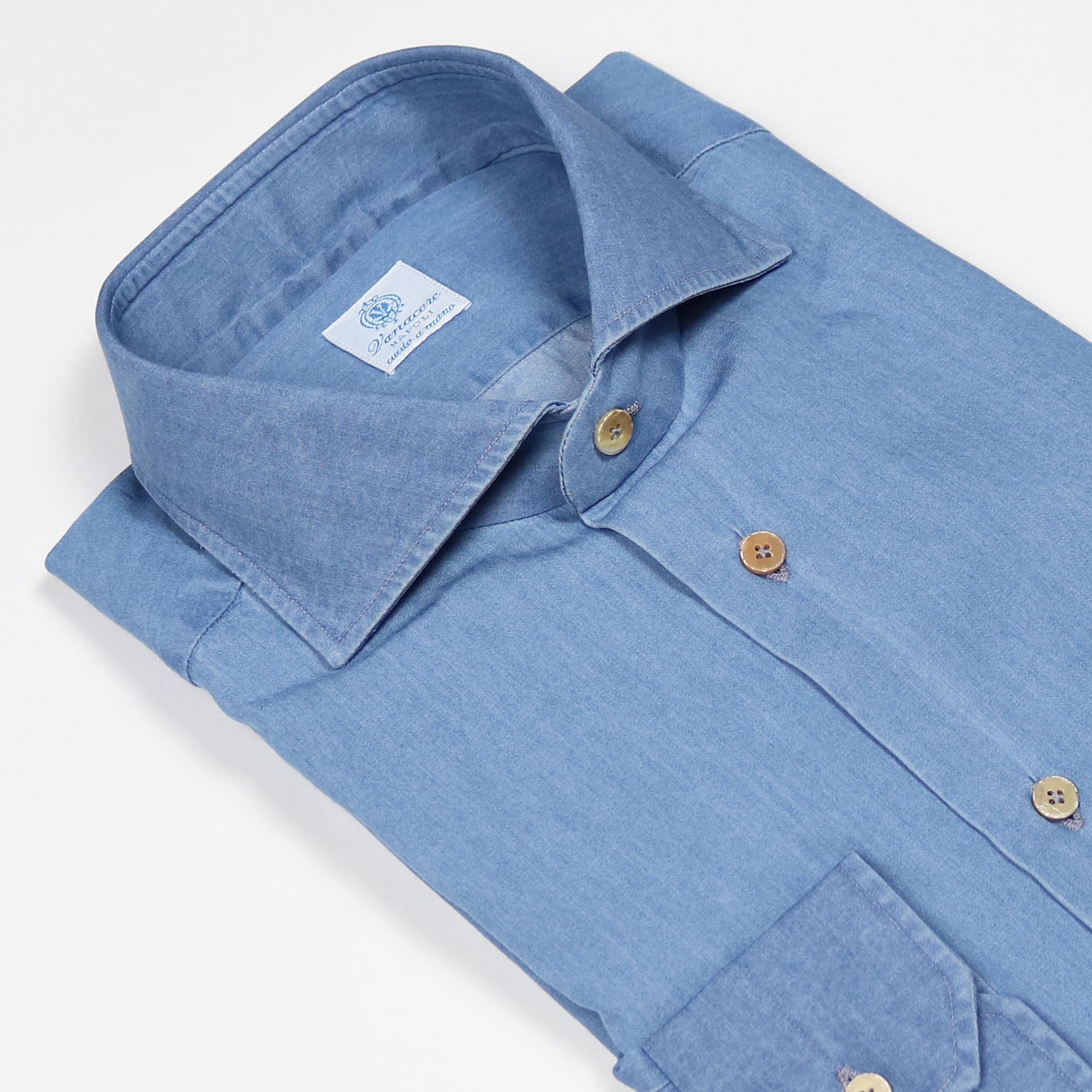Mid Blue Denim Cutaway Shirt  – Vanacore Napoli