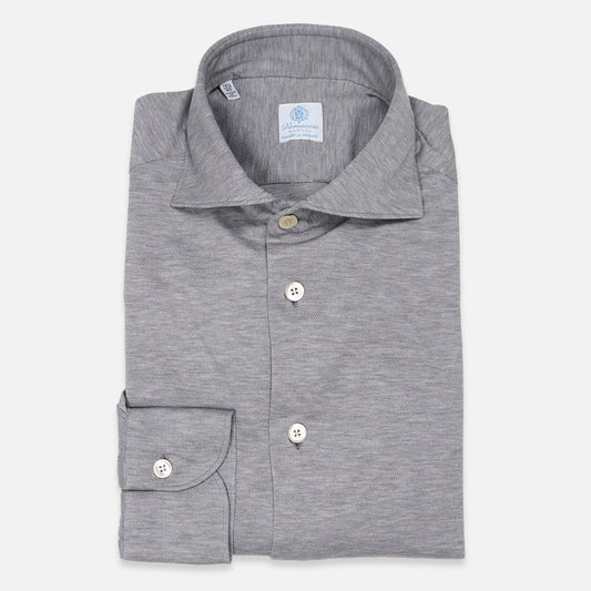 Grey cotton jersey cutaway shirt – Vanacore Napoli