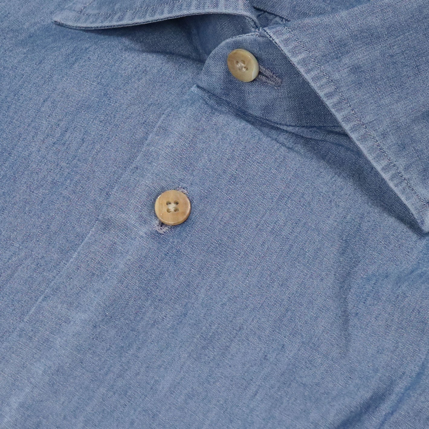 Mid-blue chambray cutaway shirt – Vanacore Napoli