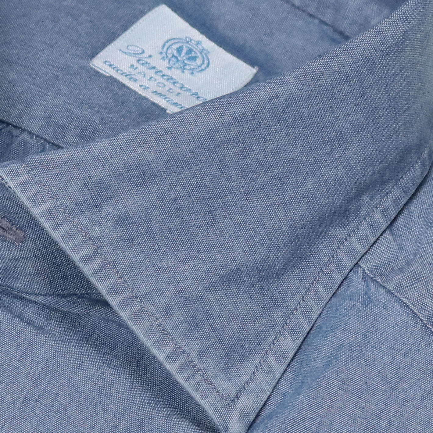 Mid-blue chambray cutaway shirt – Vanacore Napoli