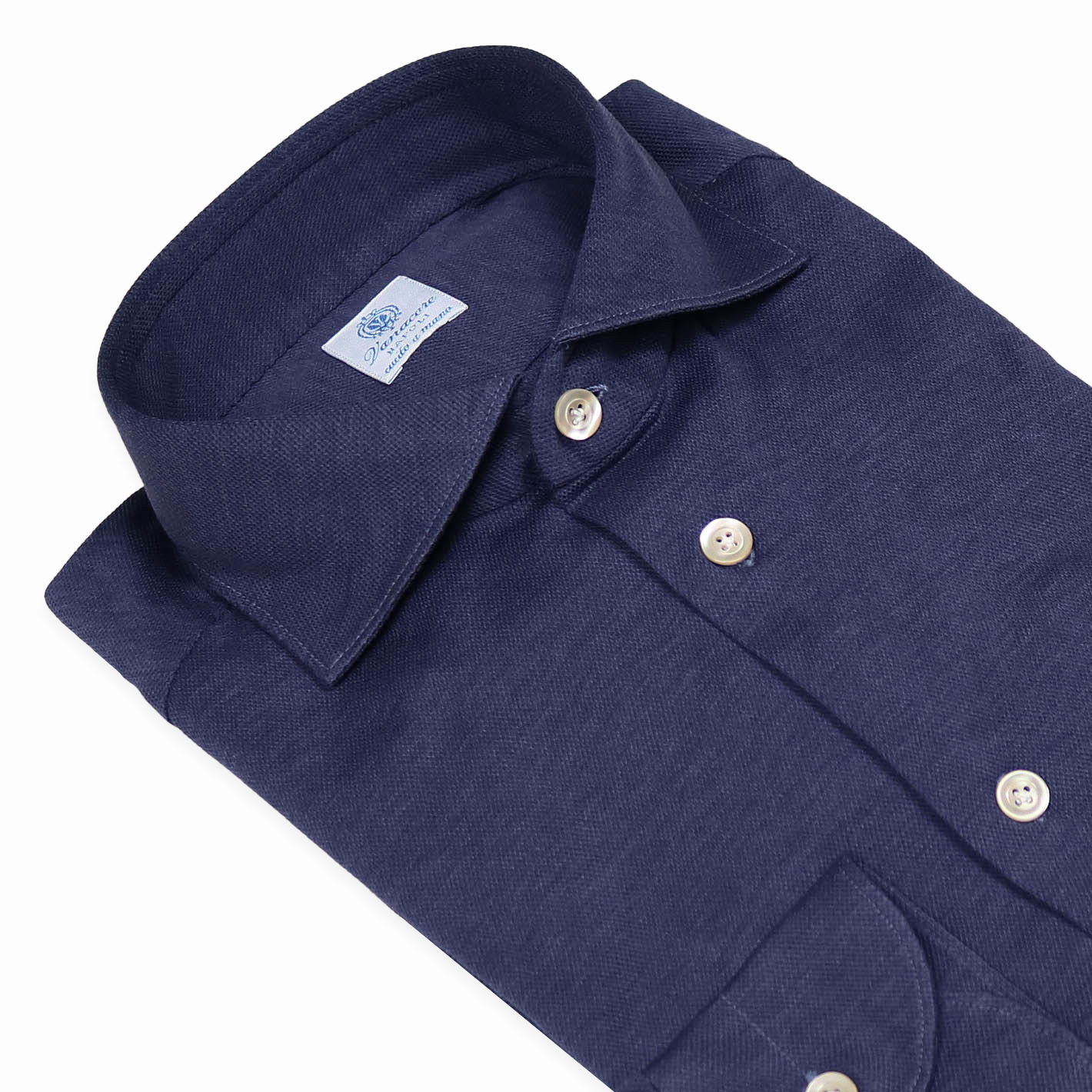 Navy cotton jersey cutaway shirt - Vanacore Napoli