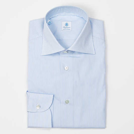 Light Blue Striped Semi-cutaway Shirt