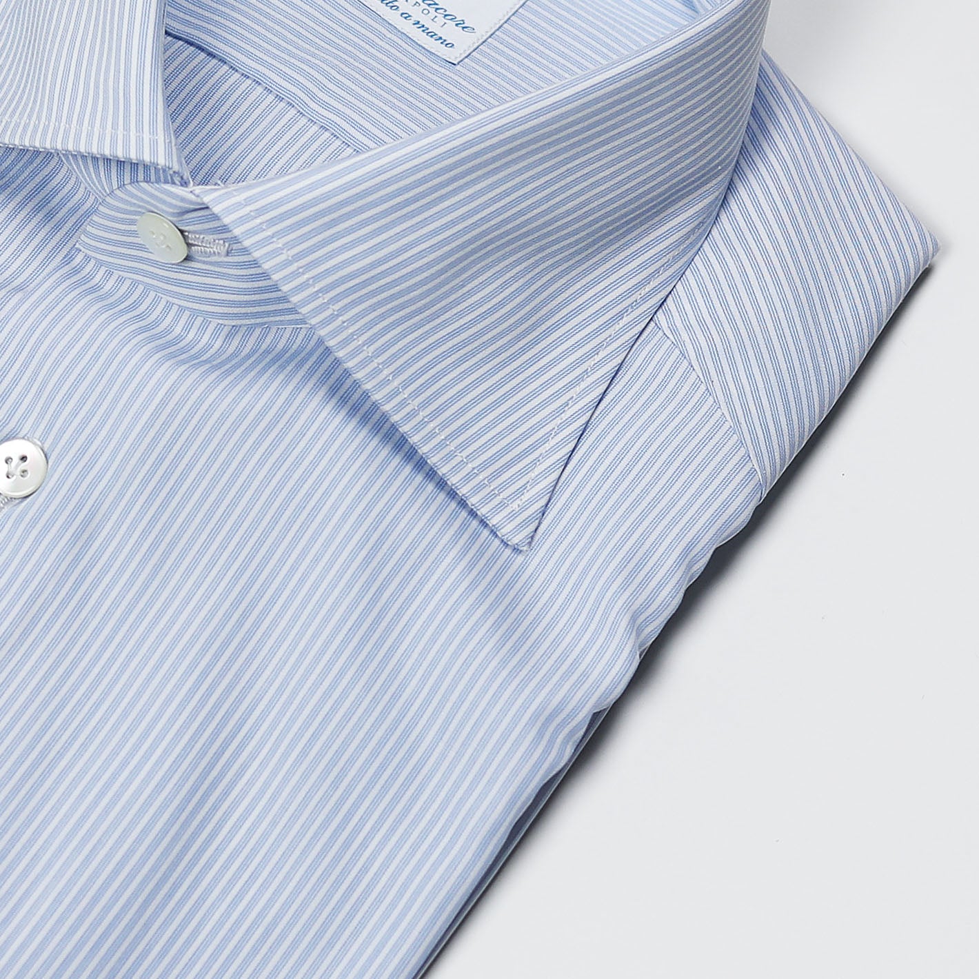 Light Blue Striped Semi-Cutaway Shirt – Vanacore Napoli