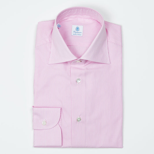 Pink Striped Semi-Cutaway Shirt – Vanacore Napoli