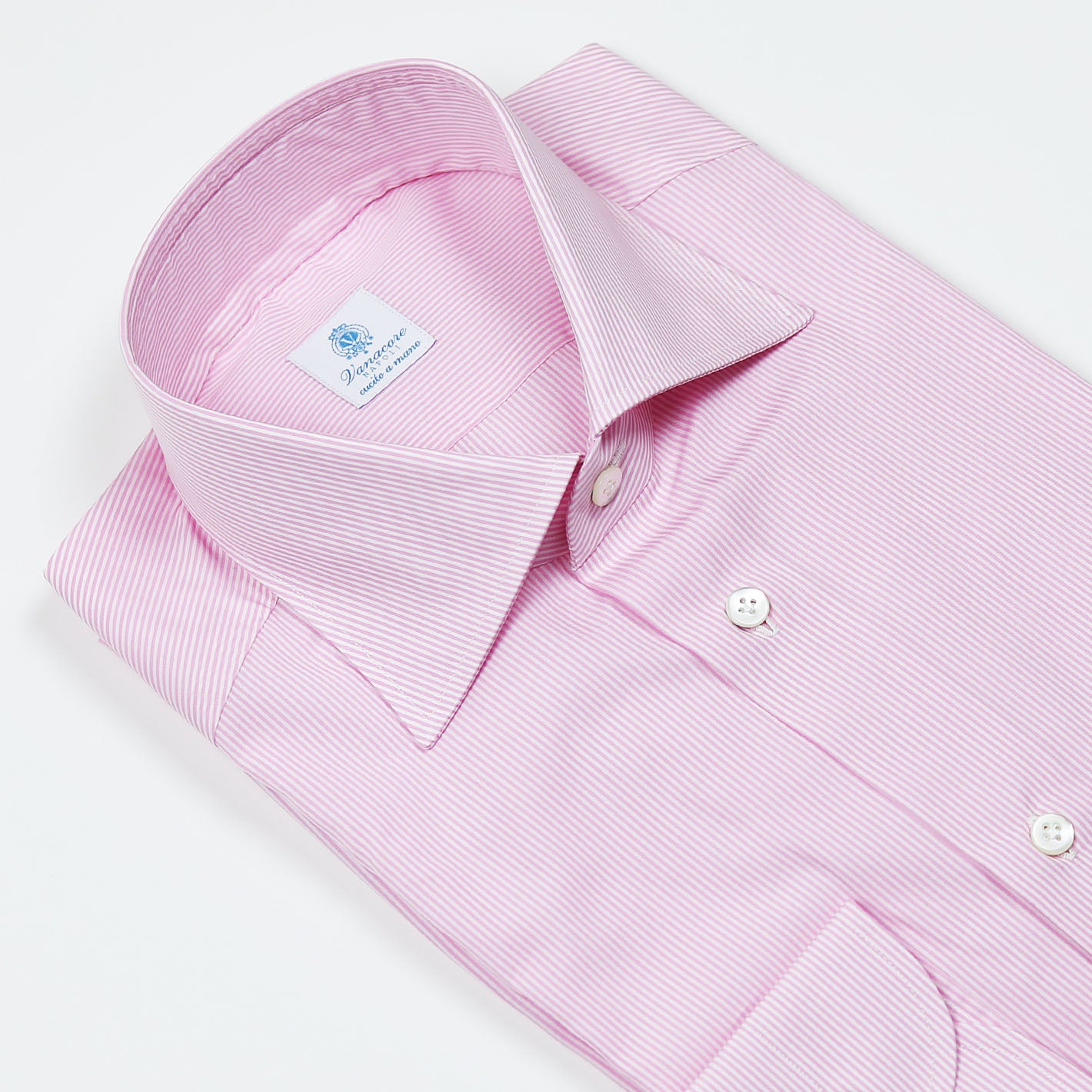 Pink Striped Semi-Cutaway Shirt – Vanacore Napoli
