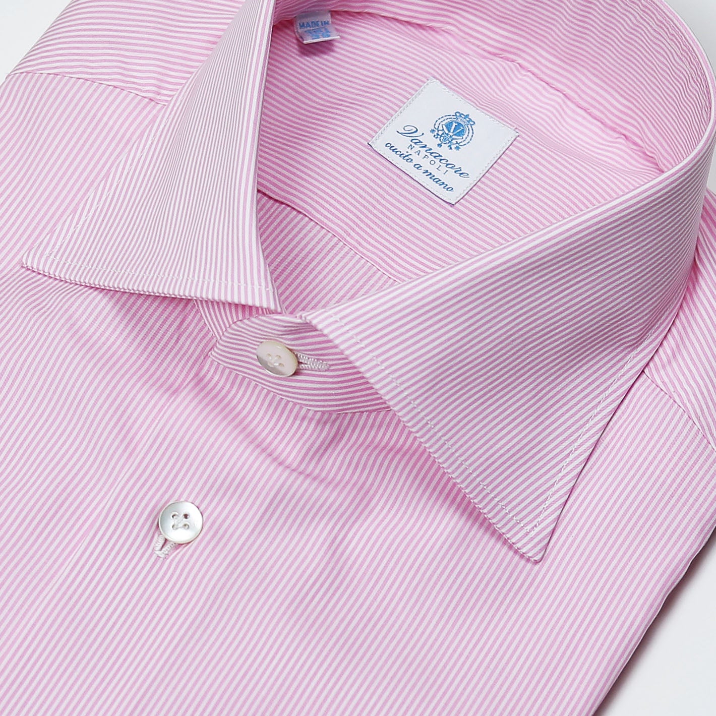 Pink Striped Semi-Cutaway Shirt – Vanacore Napoli