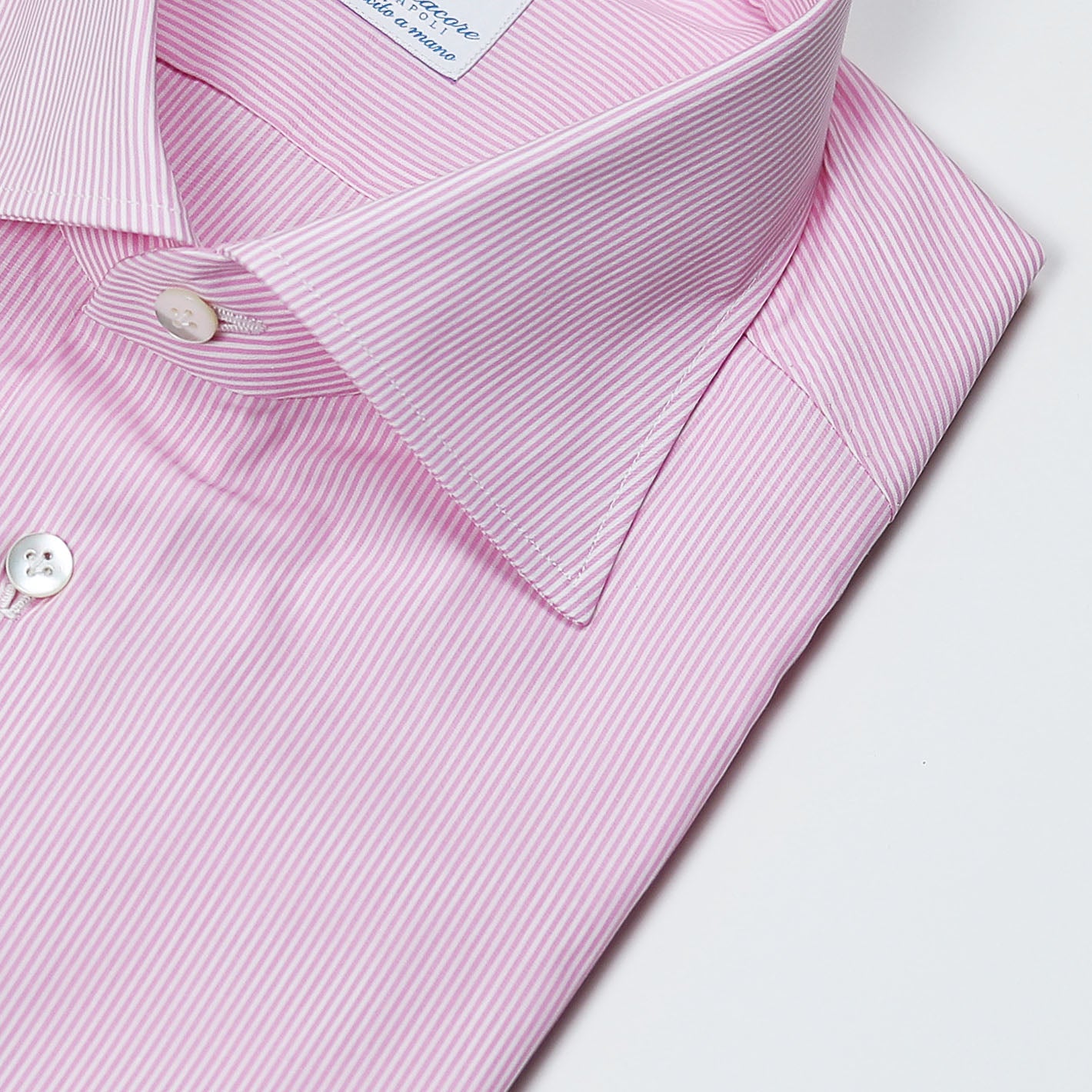 Pink Striped Semi-Cutaway Shirt – Vanacore Napoli