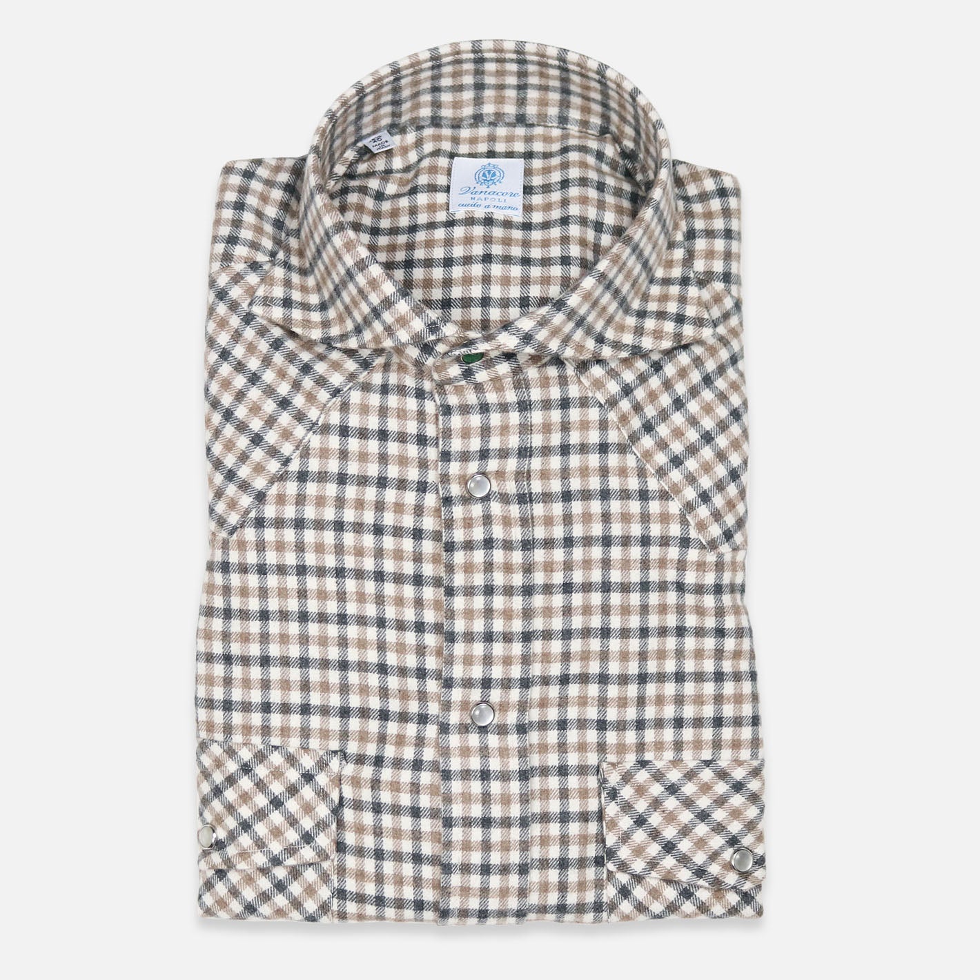 Beige Checked Cotton Flannel Rodeo Shirt
