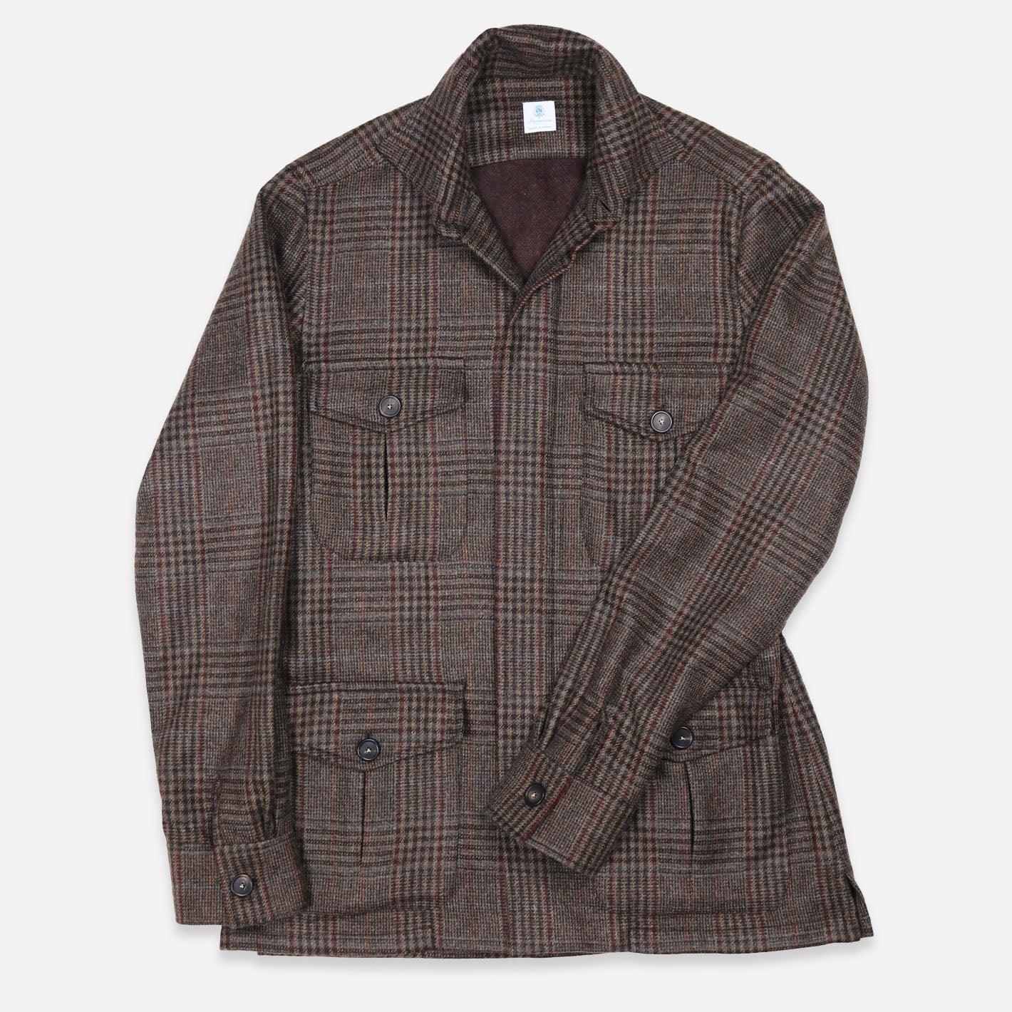 Brown Checked Cashmere Vicuña Safari Jacket