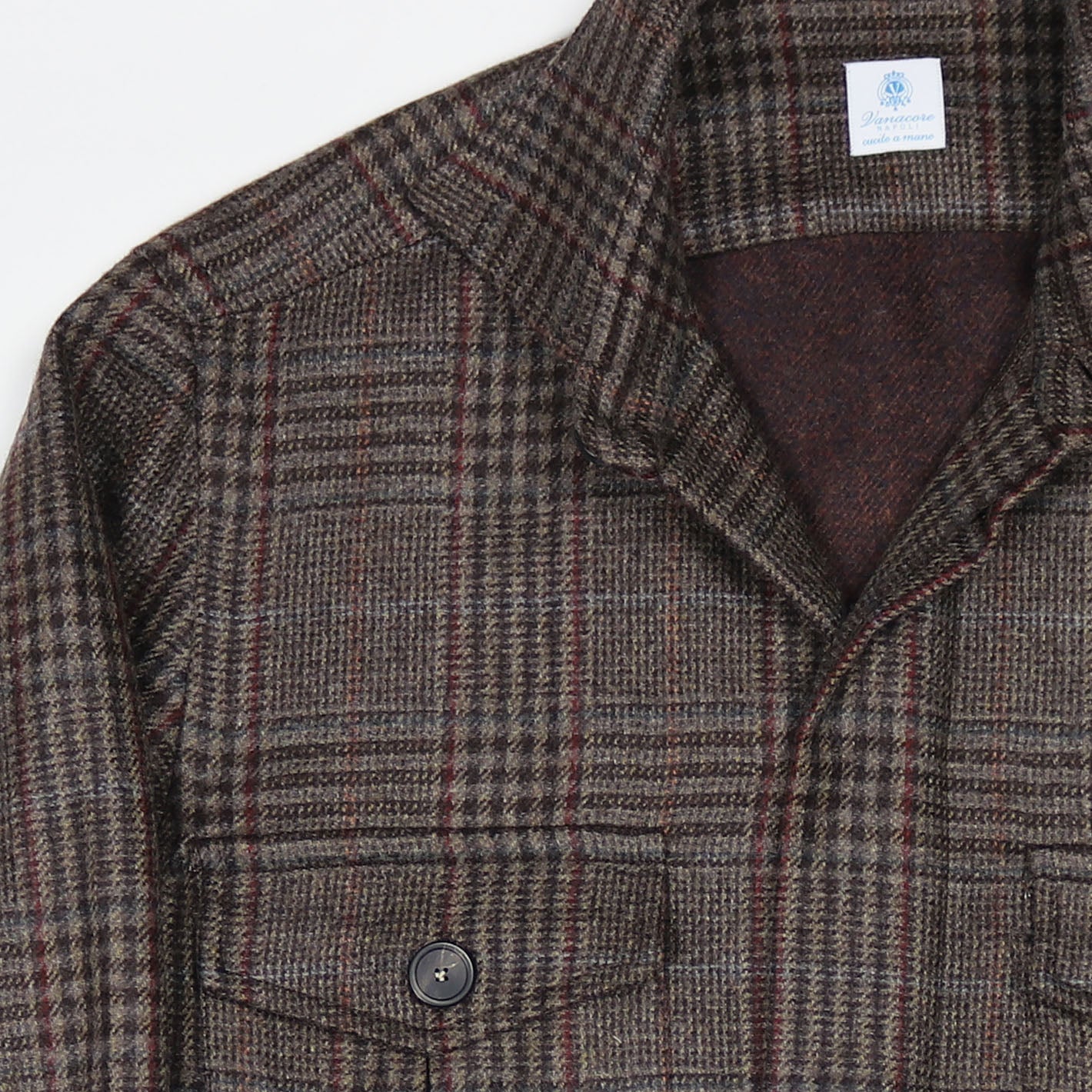 Brown Checked Cashmere Vicuña Safari Jacket