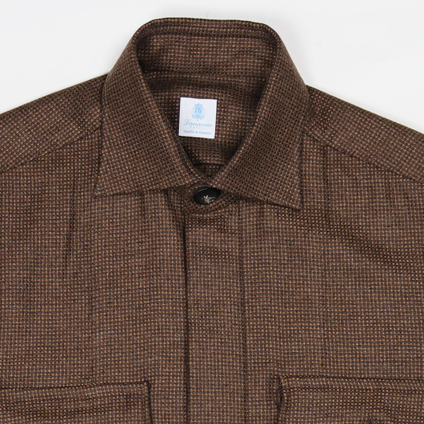 Brown Patterned Cashmere Vicuña Safari Jacket