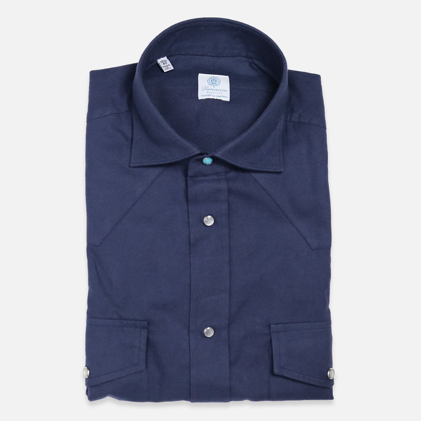 Dark Blue Cotton Flannel Rodeo Shirt