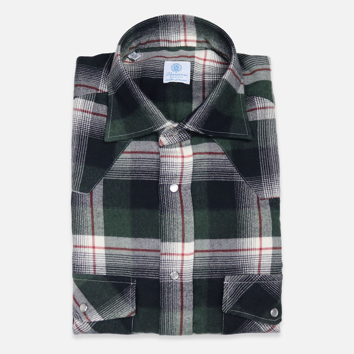 Green Black Red Checked Cotton Flannel Rodeo Shirt – Vanacore Napoli