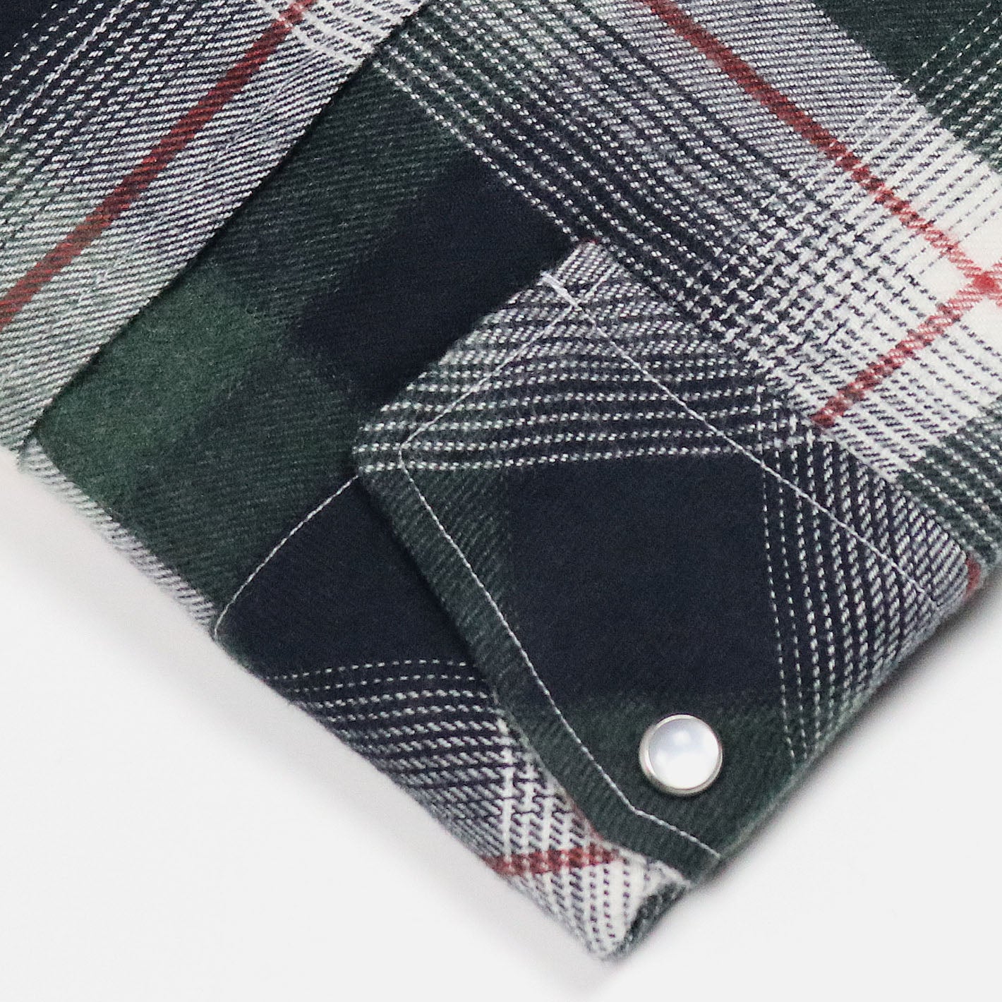 Green Black Red Checked Cotton Flannel Rodeo Shirt