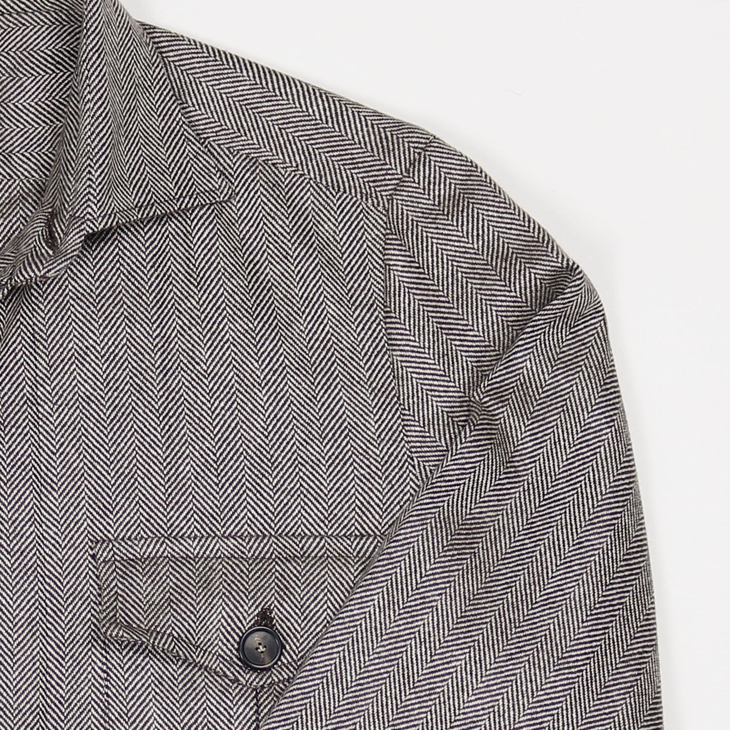 Grey Herringbone Cashmere Vicuña Safari Jacket