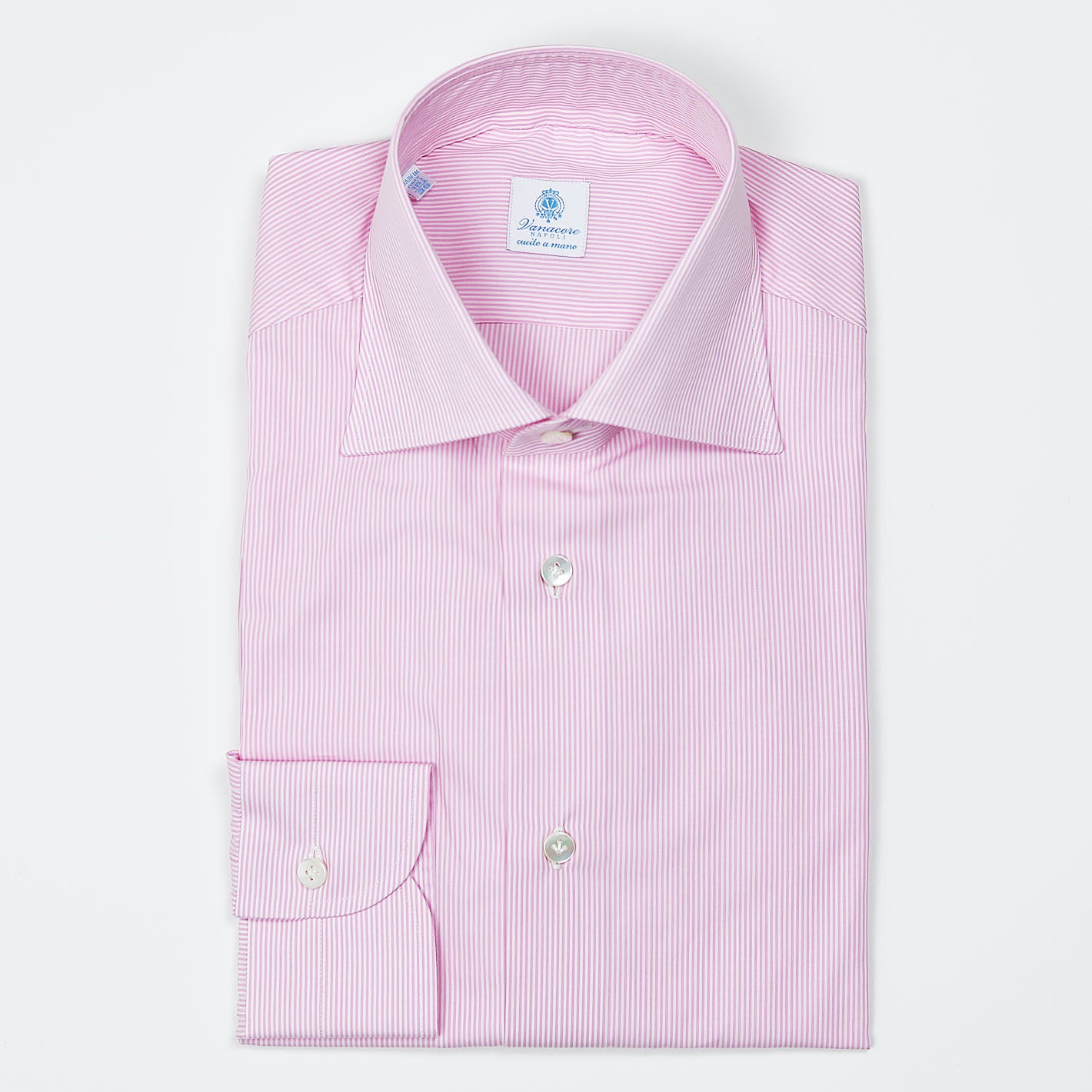 Pink Striped Semi-cutaway Shirt – Vanacore Napoli