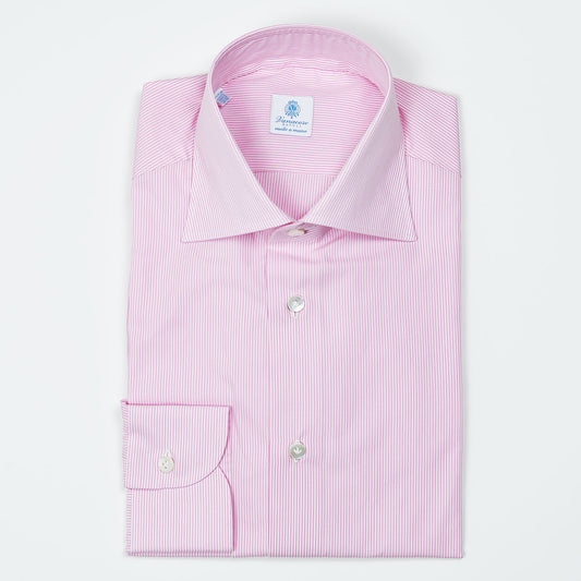 Pink Striped Semi-cutaway Shirt