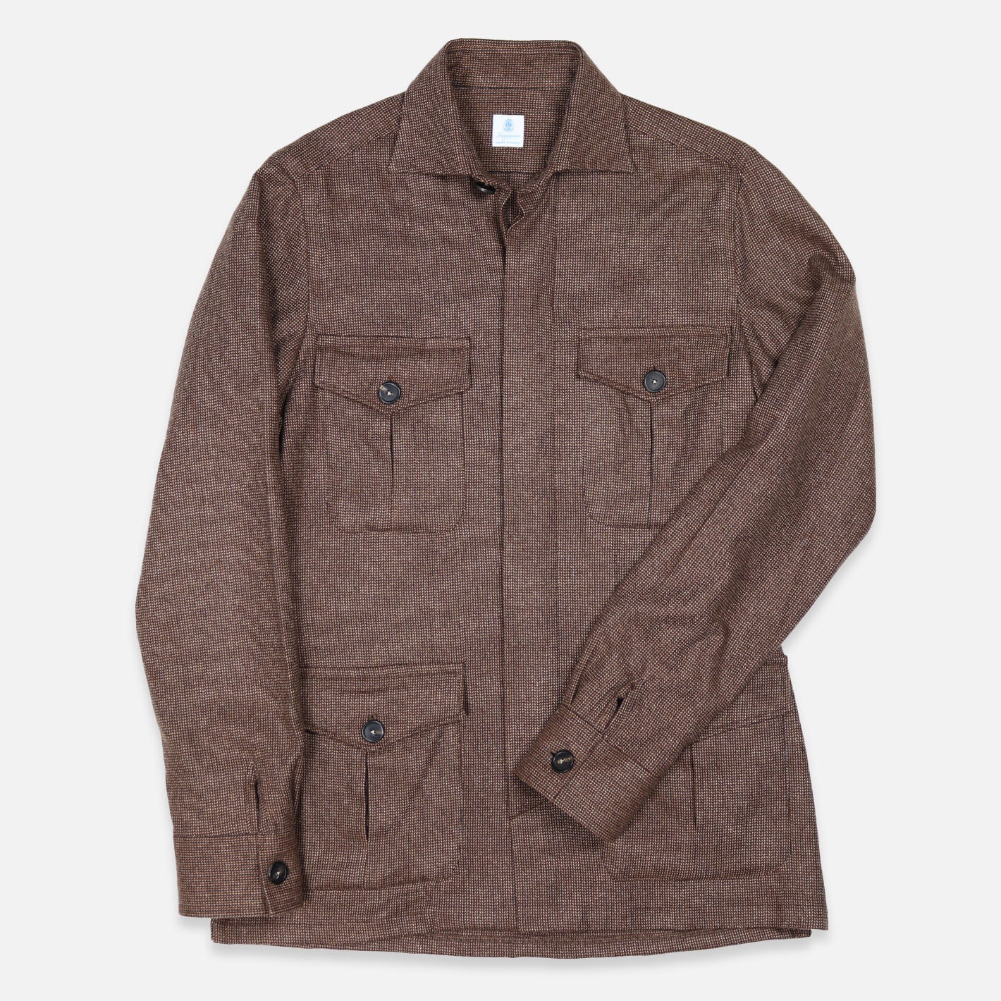 Rust Brown Patterned Cashmere Vicuña Safari Jacket
