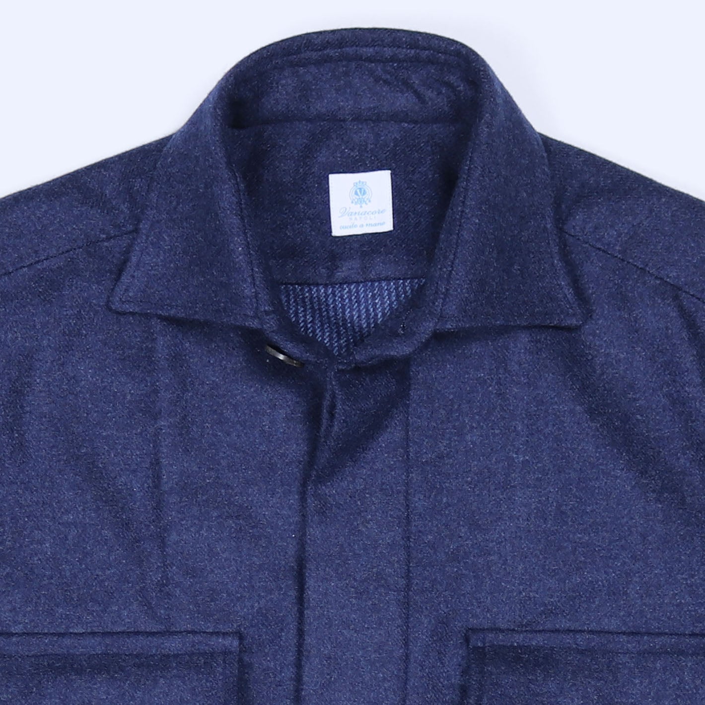 Giacca safari in cashmere e vigogna blu ardesia