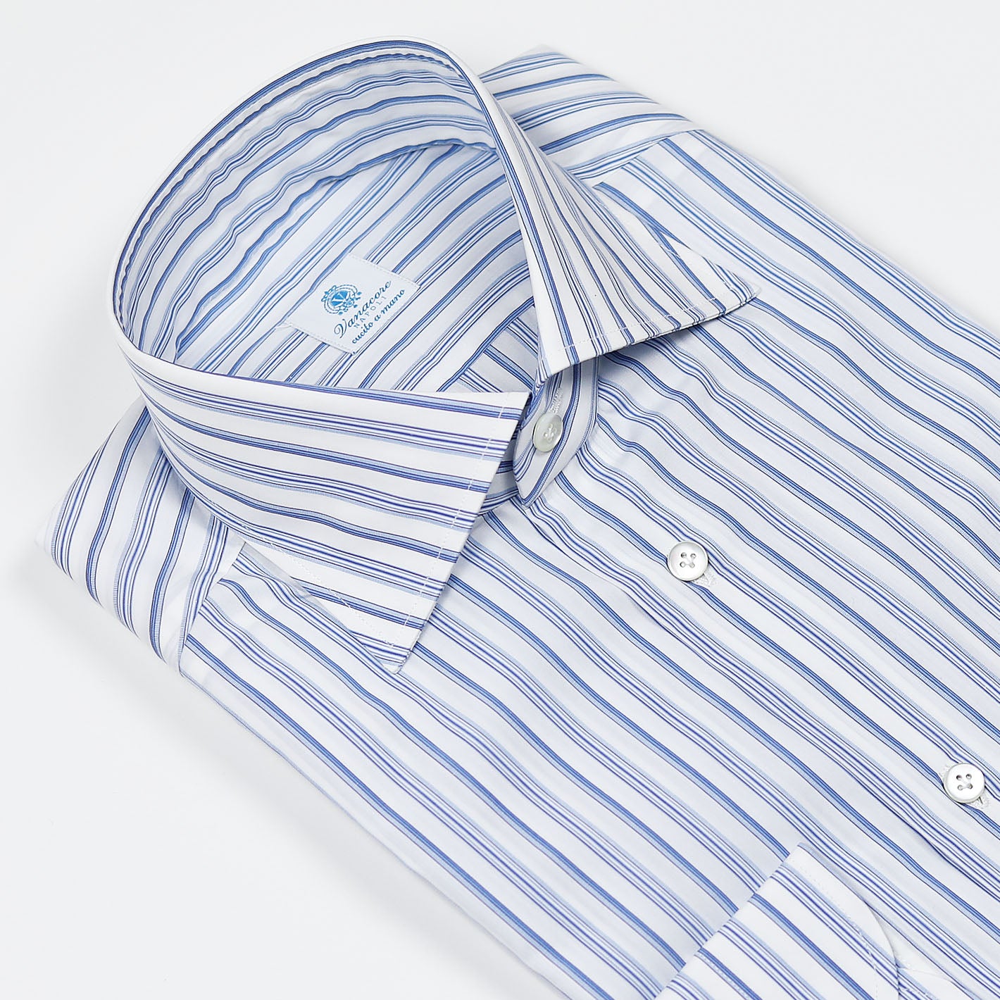 Blue Triple Striped Semi-cutaway Shirt
